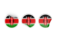 Kenya. Three round labels. Download icon.