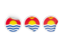 Kiribati. Three round labels. Download icon.