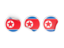 North Korea. Three round labels. Download icon.