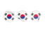 South Korea. Three round labels. Download icon.