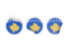 Kosovo. Three round labels. Download icon.