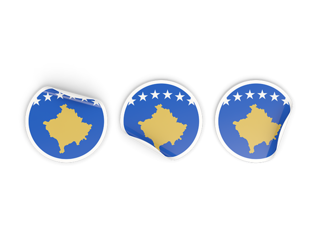 Three round labels. Download flag icon of Kosovo at PNG format
