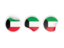 Kuwait. Three round labels. Download icon.