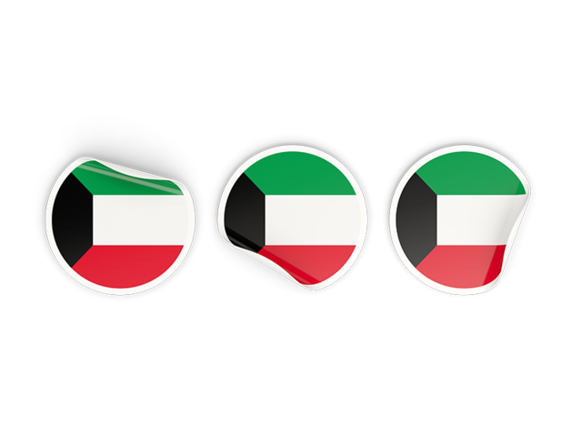 Three round labels. Download flag icon of Kuwait at PNG format