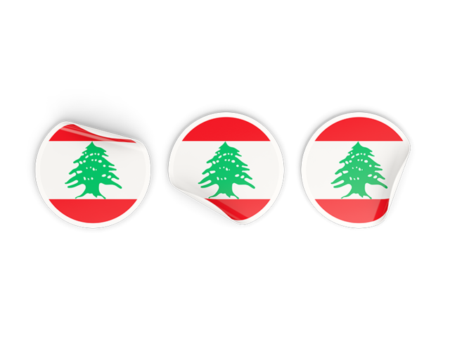 Three round labels. Download flag icon of Lebanon at PNG format