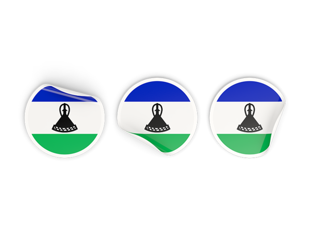 Three round labels. Download flag icon of Lesotho at PNG format