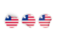 Liberia. Three round labels. Download icon.