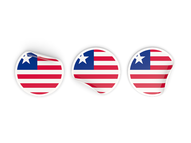Three round labels. Download flag icon of Liberia at PNG format