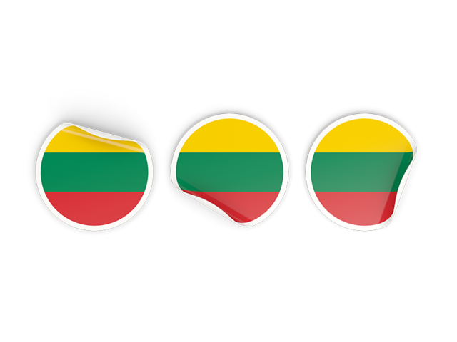 Three round labels. Download flag icon of Lithuania at PNG format