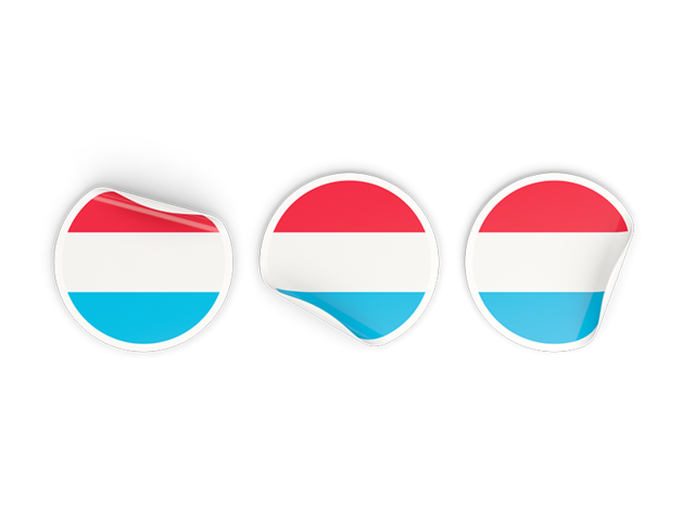 Three round labels. Download flag icon of Luxembourg at PNG format