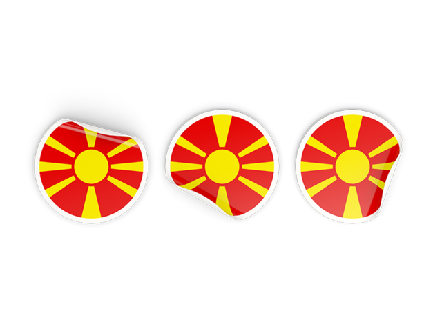 Three round labels. Download flag icon of Macedonia at PNG format