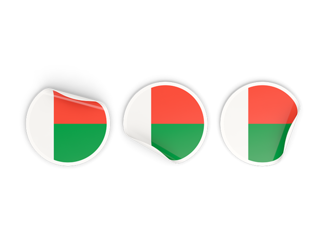 Три круглые наклейки. Скачать флаг. Мадагаскар