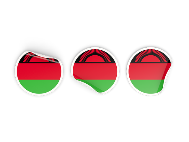 Three round labels. Download flag icon of Malawi at PNG format