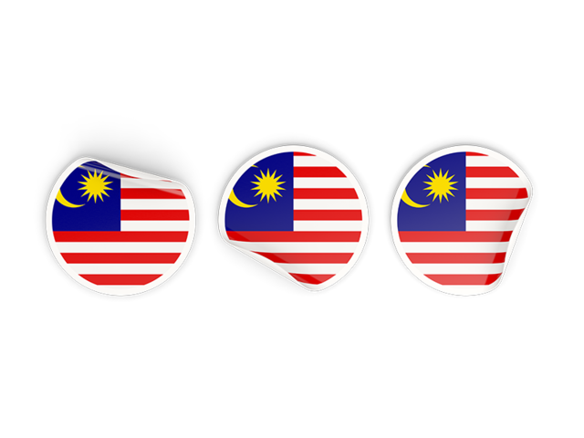 Three round labels. Download flag icon of Malaysia at PNG format