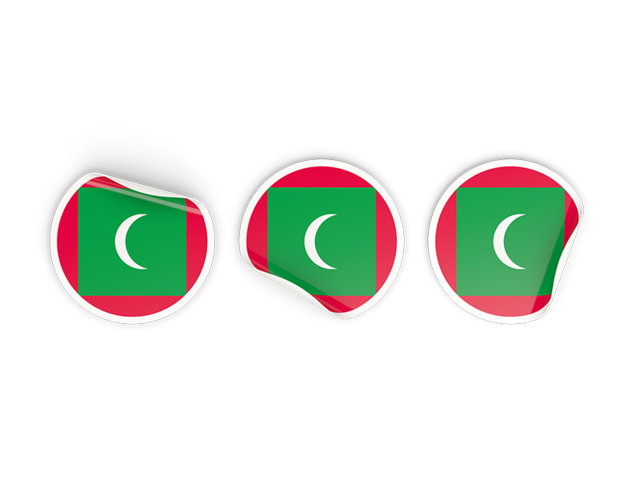 Three round labels. Download flag icon of Maldives at PNG format
