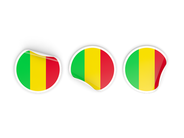 Three round labels. Download flag icon of Mali at PNG format