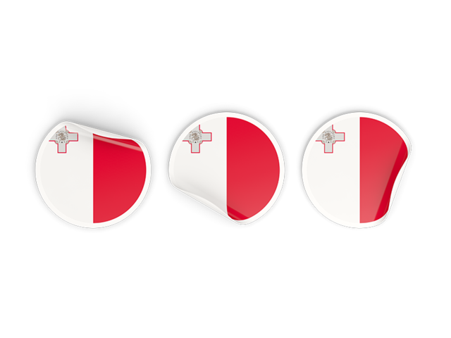 Three round labels. Download flag icon of Malta at PNG format