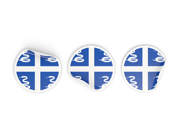 Three round labels. Download flag icon of Martinique at PNG format