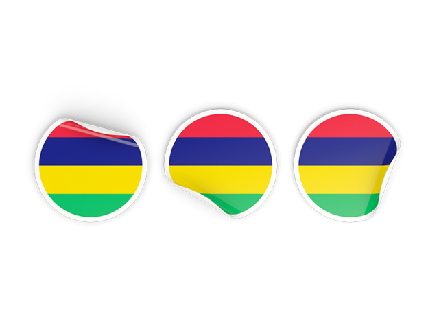 Three round labels. Download flag icon of Mauritius at PNG format