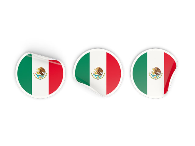 Три круглые наклейки. Скачать флаг. Мексика