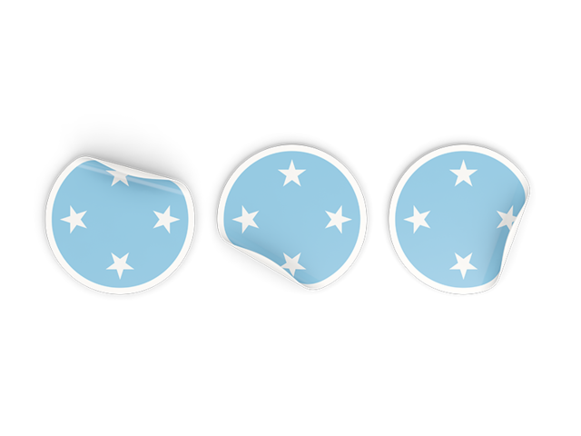 Three round labels. Download flag icon of Micronesia at PNG format