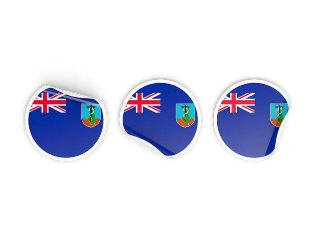 Three round labels. Download flag icon of Montserrat at PNG format