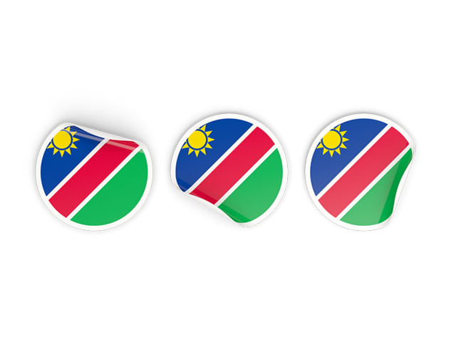 Три круглые наклейки. Скачать флаг. Намибия