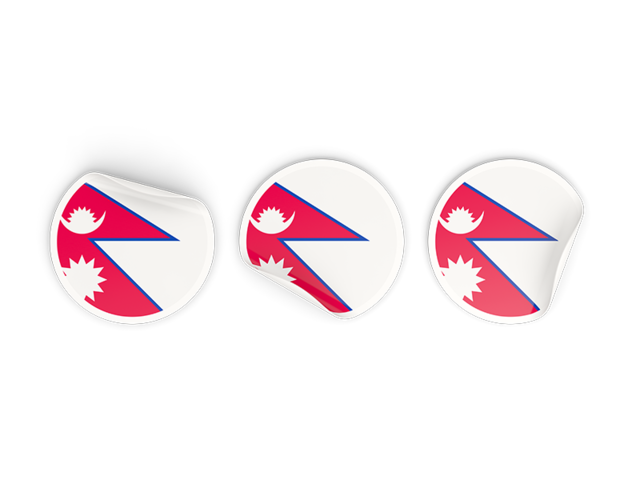 Three round labels. Download flag icon of Nepal at PNG format