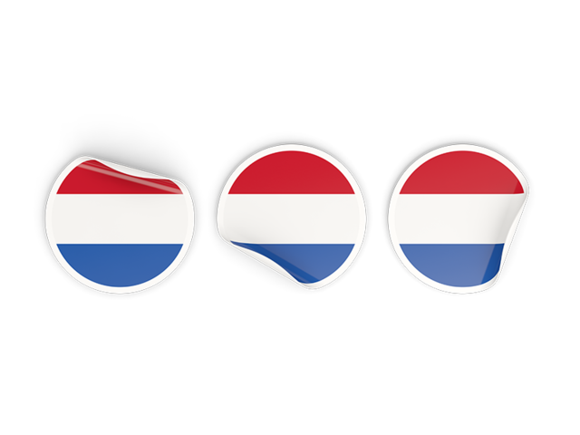 Three round labels. Download flag icon of Netherlands at PNG format