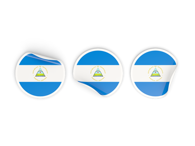 Three round labels. Download flag icon of Nicaragua at PNG format