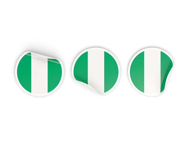 Three round labels. Download flag icon of Nigeria at PNG format