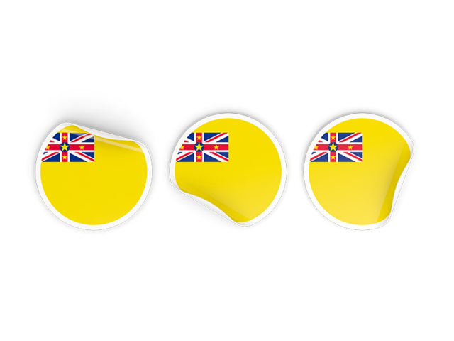 Three round labels. Download flag icon of Niue at PNG format