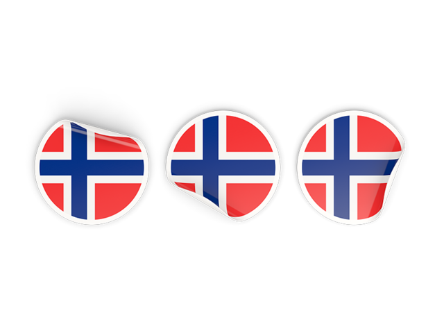 Three round labels. Download flag icon of Norway at PNG format
