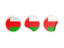 Oman. Three round labels. Download icon.