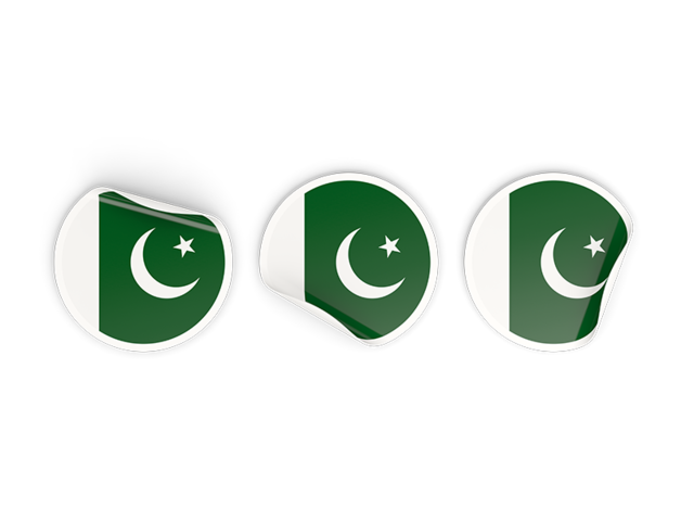 Three round labels. Download flag icon of Pakistan at PNG format