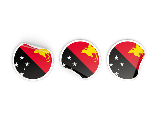Три круглые наклейки. Скачать флаг. Папуа — Новая Гвинея