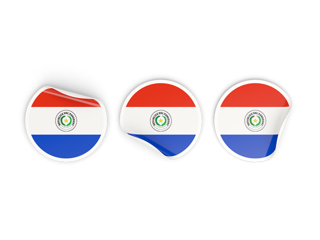 Three round labels. Download flag icon of Paraguay at PNG format