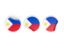 Philippines. Three round labels. Download icon.