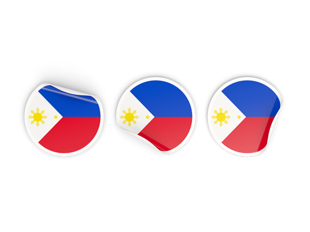 Three round labels. Download flag icon of Philippines at PNG format