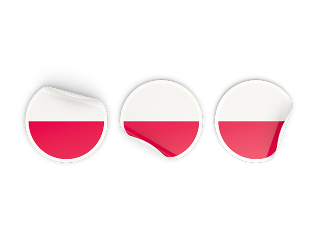 Three round labels. Download flag icon of Poland at PNG format