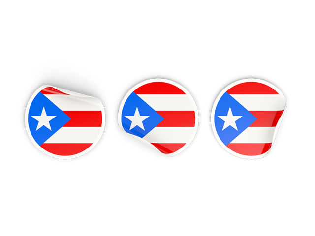 Three round labels. Download flag icon of Puerto Rico at PNG format