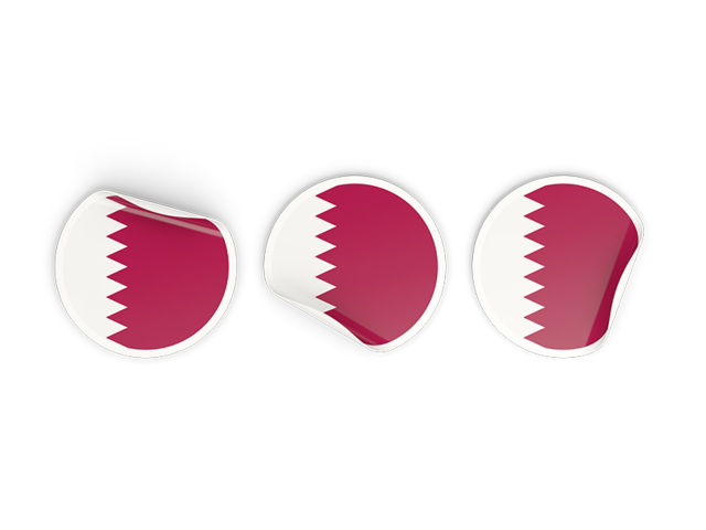 Three round labels. Download flag icon of Qatar at PNG format