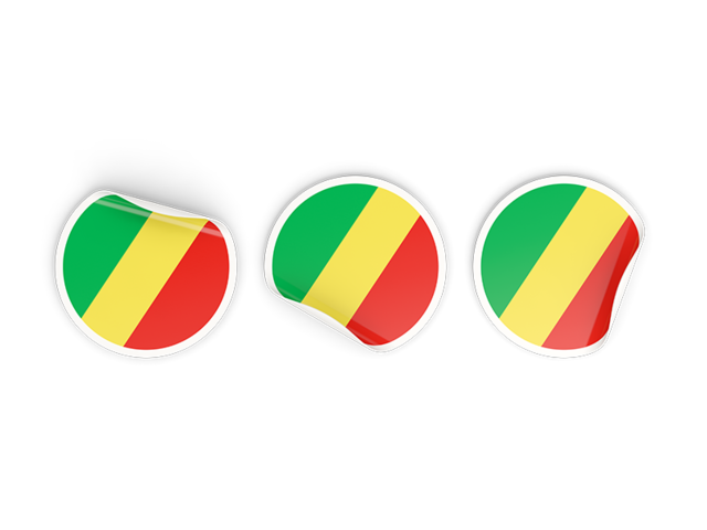 Three round labels. Download flag icon of Republic of the Congo at PNG format