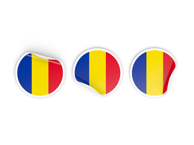 Три круглые наклейки. Скачать флаг. Румыния