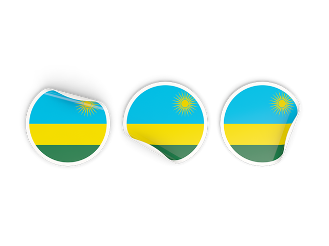 Three round labels. Download flag icon of Rwanda at PNG format