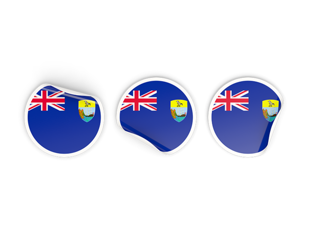 Три круглые наклейки. Скачать флаг. Острова Святой Елены, Вознесения и Тристан-да-Кунья