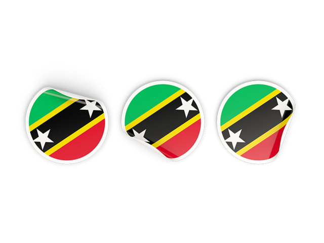 Three round labels. Download flag icon of Saint Kitts and Nevis at PNG format