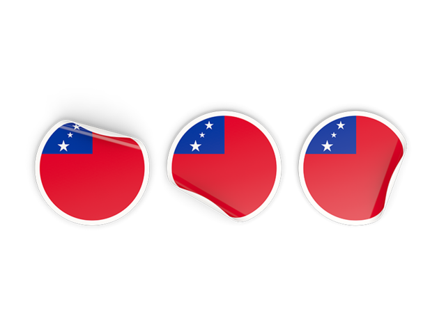 Three round labels. Download flag icon of Samoa at PNG format