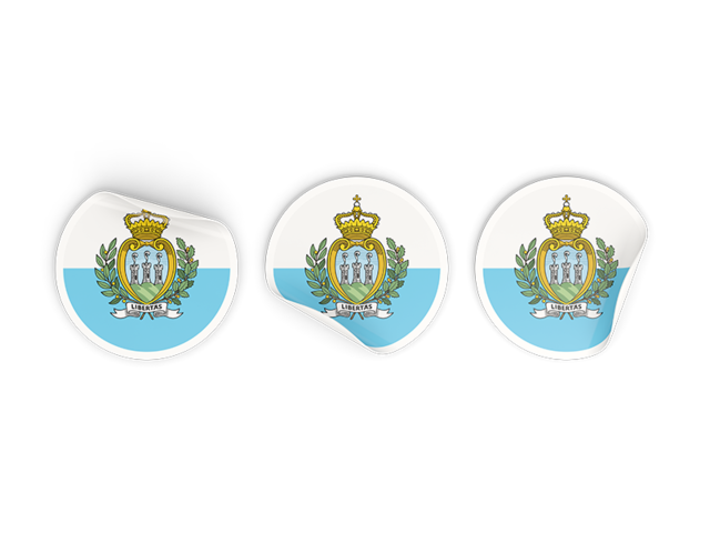 Three round labels. Download flag icon of San Marino at PNG format