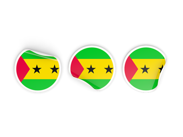 Three round labels. Download flag icon of Sao Tome and Principe at PNG format